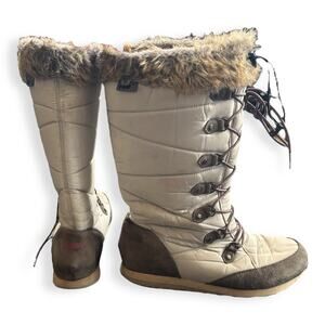 LL Bean 284883 Carrabassett Fur Lace-Up Knee High Winter Snow Boots Women's 9.5